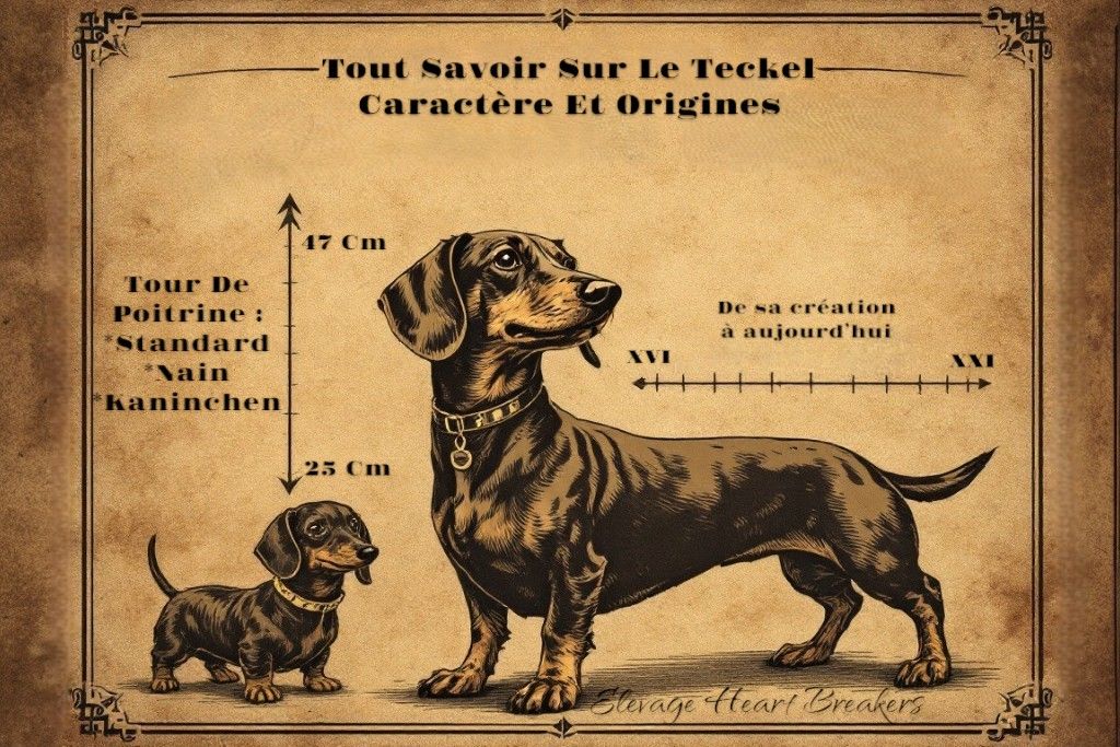 Teckel Dachshund — origines historiques, caractère, variétés de taille et standard de race — Élevage Heart Breakers