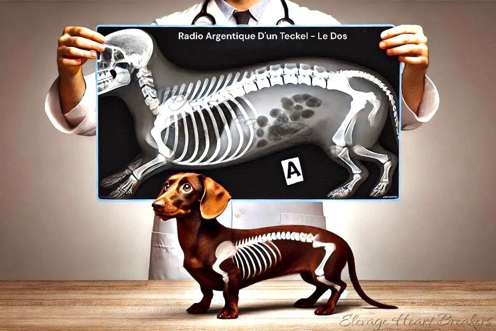 Teckel chez le vétérinaire radiographie colonne vertébrale — hernie discale, premiers signes et prévention — Élevage Heart Breakers