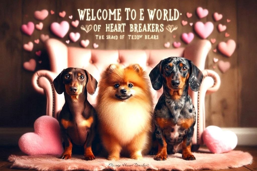 Teckel Kaninchen arlequin chocolat feu et Spitz Nain Poméranien — élevage familial passionné LOF — lancement site Élevage Heart Breakers